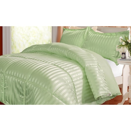 Kathy Ireland Down Alternative Solid/Stripe Reversible Comforter, Sage, King GPKI175027